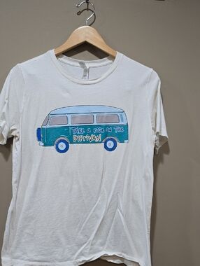 Bella Canvas White Short Sleeve Tee with Teal & Blue Van Graphic